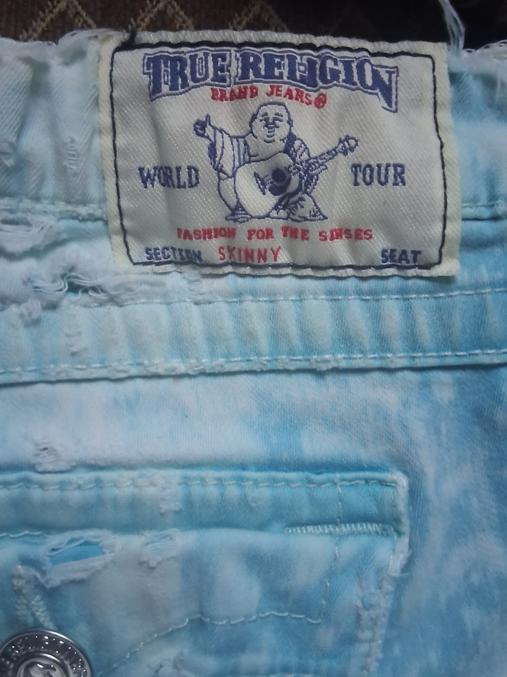 True Religion  Skinny Bottoms - Light Blue Tie-Dye
